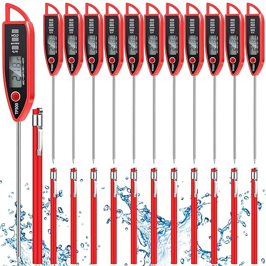 12 Set Waterproof Food Thermometer for Water, Liquid, Candle and Cooking Digital Meat Thermometer
