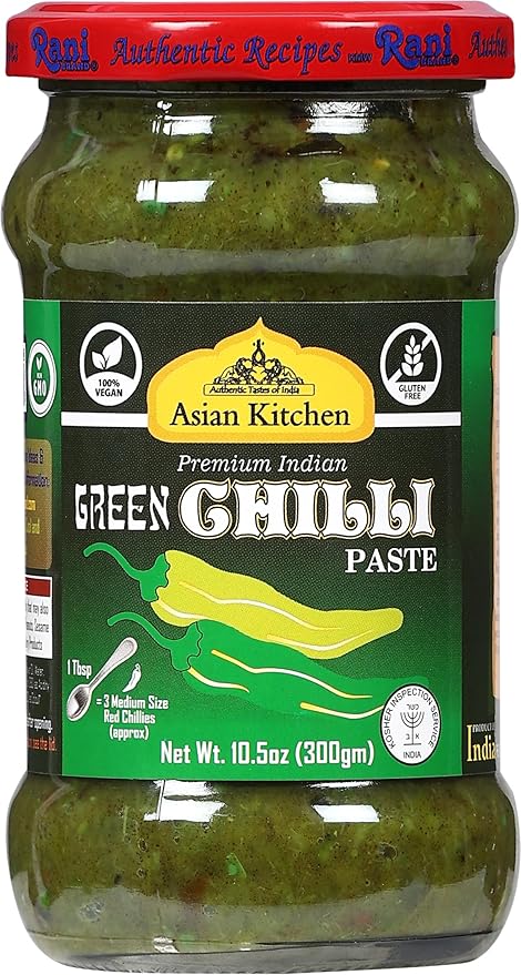Asian Kitchen Green Chilli Cooking Paste 10.58oz (300g) Glass Jar ~ Vegan | Gluten Free | NON-GMO |