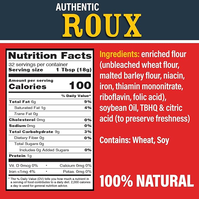 Ragin' Cajun Authentic Roux - 16 oz Jar, No MSG - Louisiana Cajun Base for Gumbo, Stews & Gravies