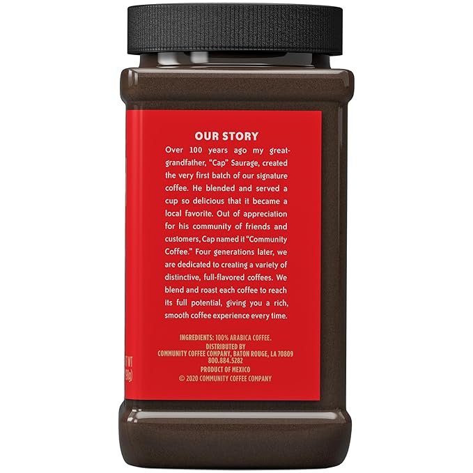 Community Coffee Signature Blend Dark Roast Premium Instant 7 Oz Jar (Pack of 2), Full Body Rich