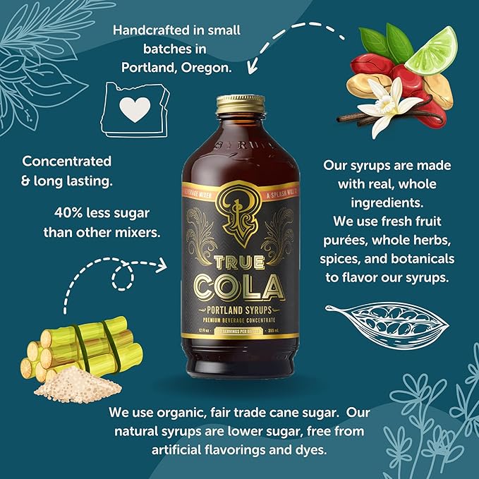 Portland Syrups True Cola – Premium Small-Batch for Cocktails, Mocktails, and Homemade Sodas – Made