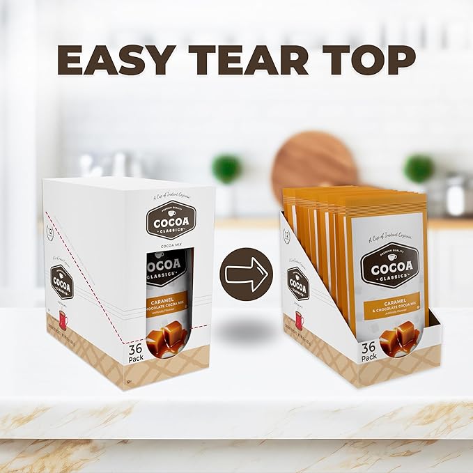 Cocoa Classics Caramel Cocoa Mix Hot Chocolate Made with Nonfat Milk Just Add Hot Water Make Hot or