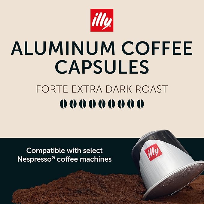 illy Aluminum Espresso Capsules - Compatible with Nespresso Machines - Forte Extra Bold Roast