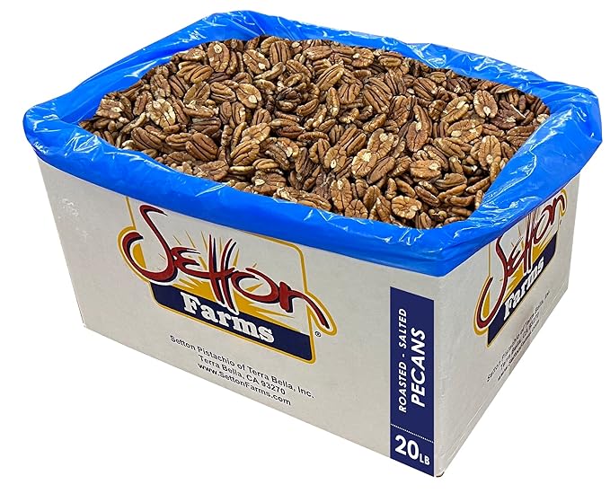 Pecans Roasted Salted, 20 Lbs. Bulk Case, Kosher