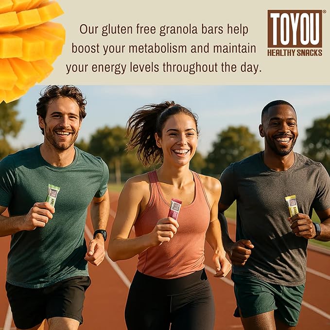 ToYou Chewy Fruit and Nut Bars - Healthy Protein Snacks | Chocolate Mango - 1.41 Ounce (Pack of 12)
