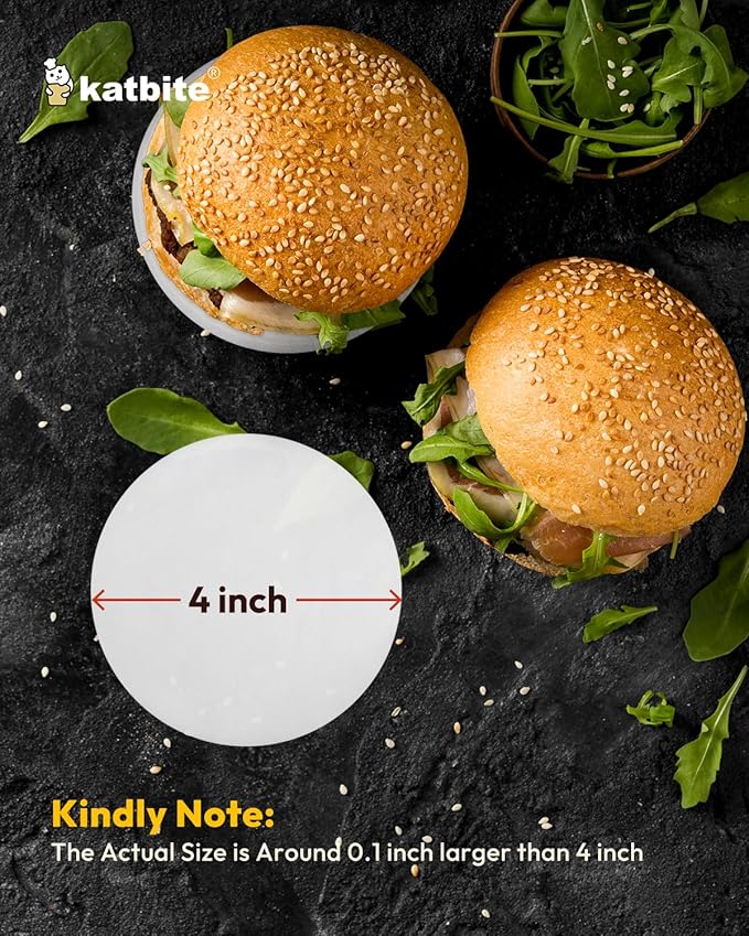 Katbite Heavy Duty Parchment Rounds 4 Inch, 200Pcs Round Parchment Patty Paper Rounds, Use for