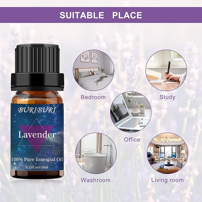 BURIBURI Lavender Essential Oil for Diffuser, Skin, Soap & Candle Making, 100% Pure Undiluted