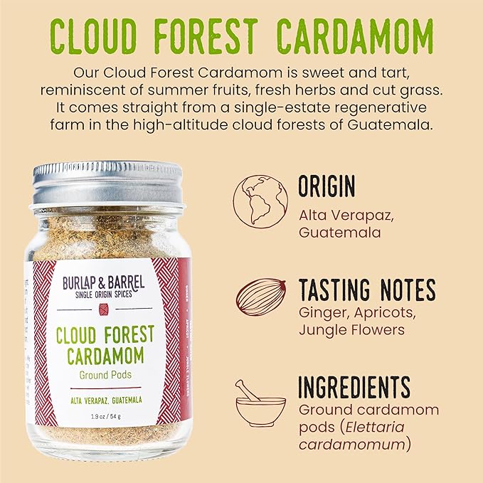 Burlap & Barrel Cloud Forest Cardamom – Sweet & Tart Cardamom Pods with Notes of Summer Fruits &