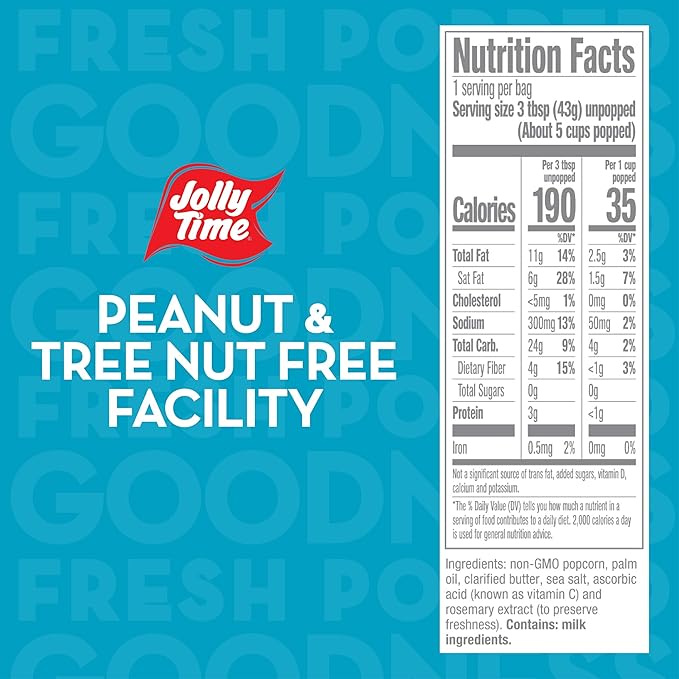 Jolly Time Simply Popped Butter Minis, Lightly Salted Microwave Popcorn, 1.5oz Personal Bag, 10