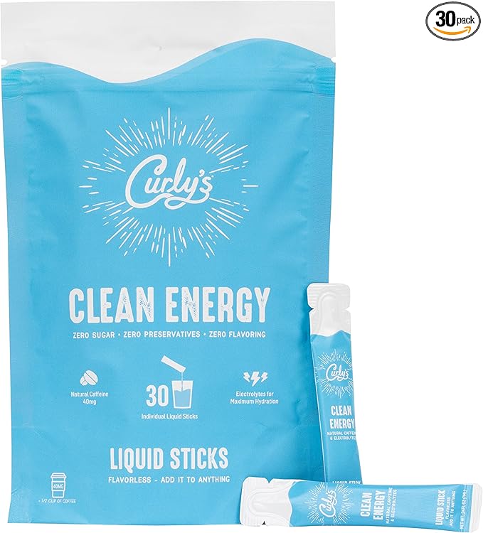 Curly's Clean Energy Caffeine & Electrolyte Sticks - Energize Your Favorite Drink - Keto, Paleo &