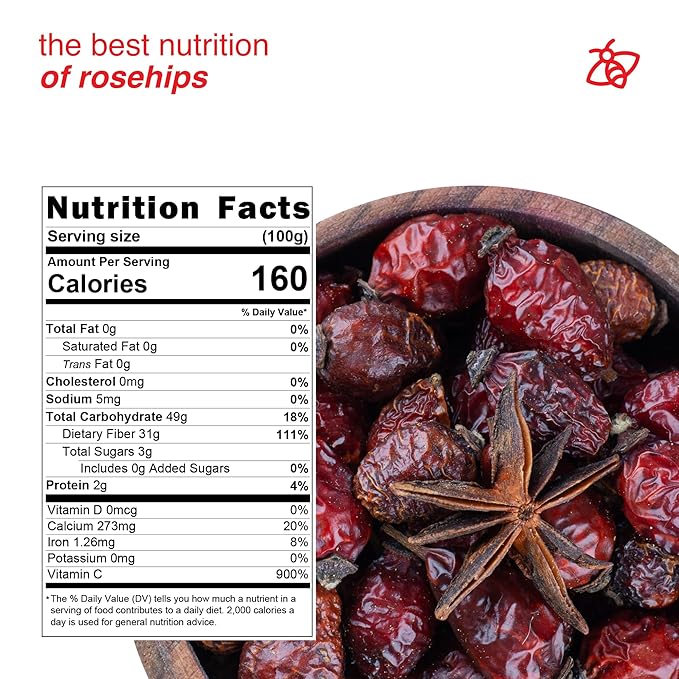 Arashan Whole Dried Rosehips 1 Pound - 100% Natural & Raw with No Additives. Perfect ingredient for