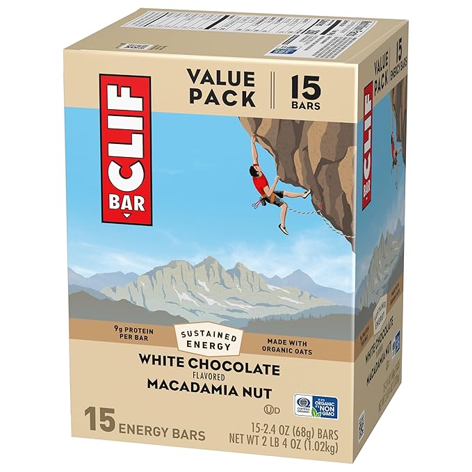 CLIF BAR - White Chocolate Macadamia Nut Flavor - Made with Organic Oats - Energy Bars - Non-GMO