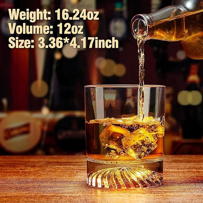Whiskey Glasses Old Fashioned Glasses Set of 4 12oz Rocks Glasses Gift for Men Women Drinking