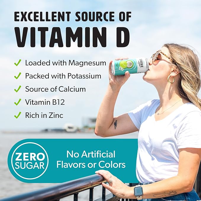 ShineWater Vitamin D Hydration Electrolyte Drink - Flavored water with electrolytes, Sugar-Free