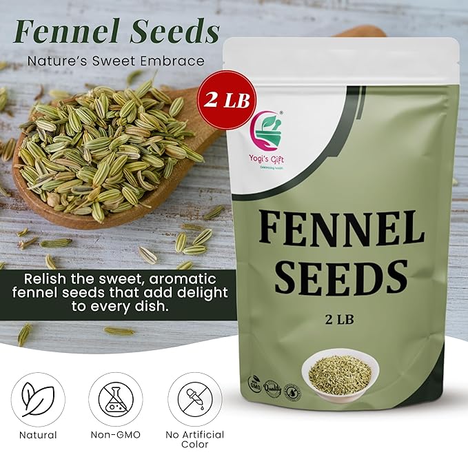 Fennel Seeds 2 LB, 100% Pure & Natural Whole Fennel, Premium Quality Spice for Cooking & Tea, Fresh