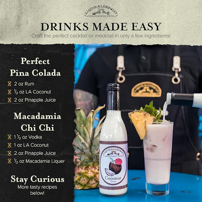Liquid Alchemist Coconut Syrup for Drinks - Real Ingredients Make our Cream of Coconut Syrup a