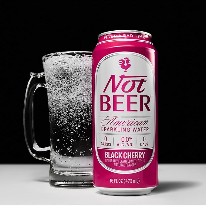 Not Beer American Sparkling Water, Black Cherry, 99.9% Pure, Mineral & Electrolyte Blend