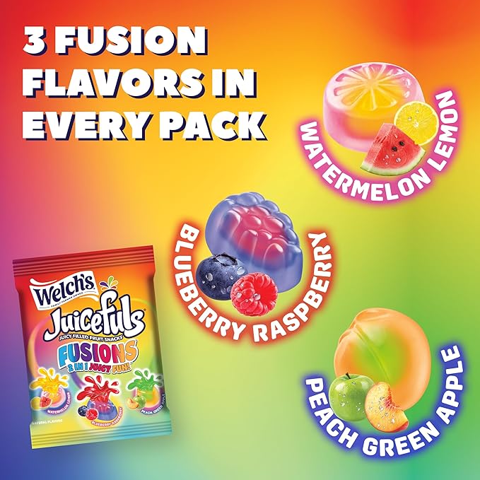 Welch's Fruit Snacks, Juicefuls Fusions, Assorted Fruit Flavor, Bulk Pack, Gluten Free, Natural