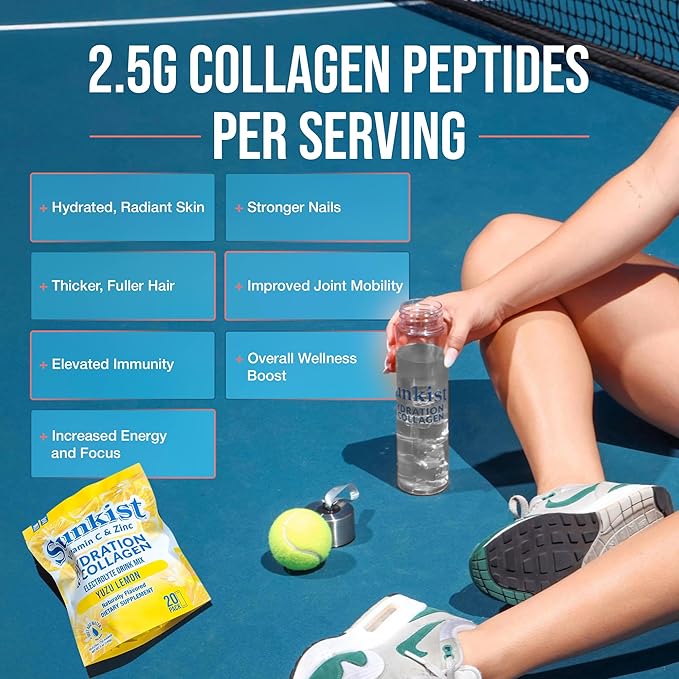 The Frozen Bean Sunkist Collagen Drink Mix - Hydration Yuzu Lemon Electrolyte Drink for Women with
