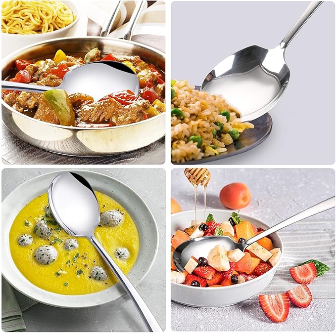 Large Serving Spoons Set Stainless Steel 12 Inch Slotted Spoon and Serving Spoon Serving Utensils