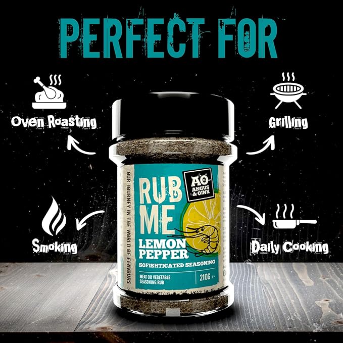 Angus & Oink | Lemon Pepper Seasoning | Sofishticated Citrus Flavour | Ideal for Seafood, Chicken &