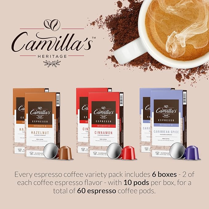Camilla’s Heritage - Intensity 8 Flavored Espresso Coffee Spiced Variety Pack (Caribbean Spice