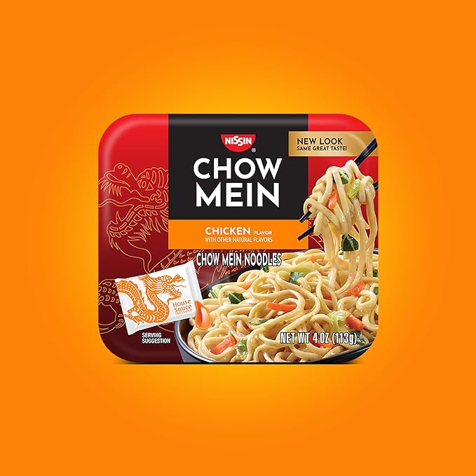Nissin Chow Mein Noodles, Teriyaki Chicken, 4 Ounce (Pack of 8)