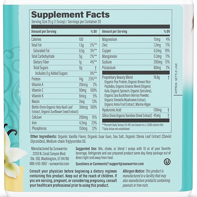 Vegan Collagen Protein Powder Plant-based | Hyaluronic Acid Minerals Biotin Soy Free Dairy Free
