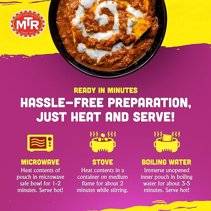 MTR - Minute Meals: Paneer Makhani - Cottage Cheese in Spiced Tomato Puree - Tasty Indian Meal with