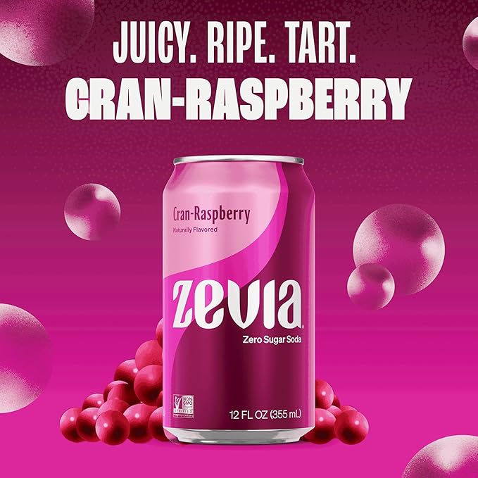 Zevia Zero Sugar Soda, Fruity Variety Pack, 12 oz Cans (24-Pack) ??Naturally Sweetened, Zero