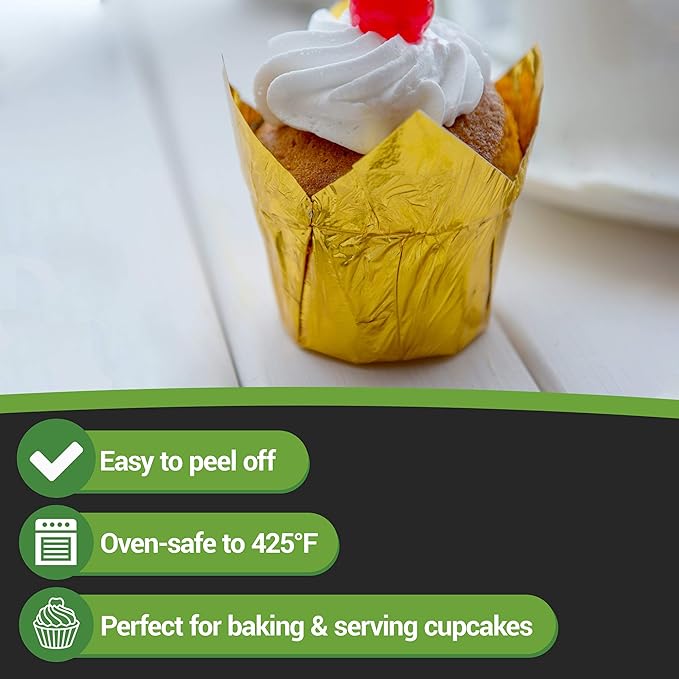 Restaurantware 4 Ounce Petal Baking Cups 200 Grease Resistant Tulip Cupcake Wrappers - Tulip Shaped