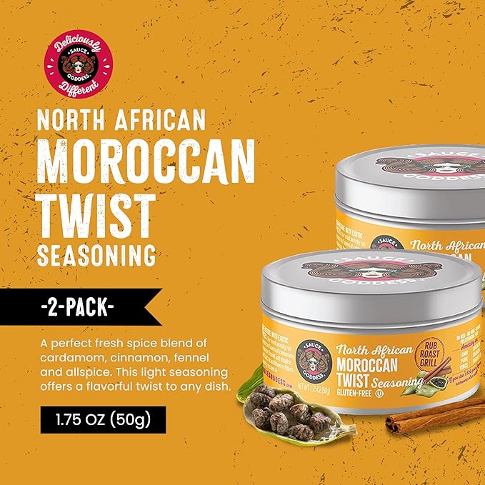 Sauce Goddess - Moroccan Twist Fresh Spice Blend - Vegan, Gluten-Free, No Sugar, Low Sodium