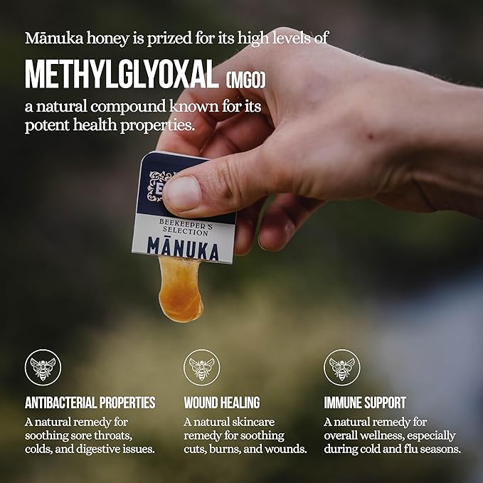 Manuka Emporium Raw Manuka Honey Packets On-the-Go MGO263+ (UMF 10+ Equiv.) 72 x 0.18oz