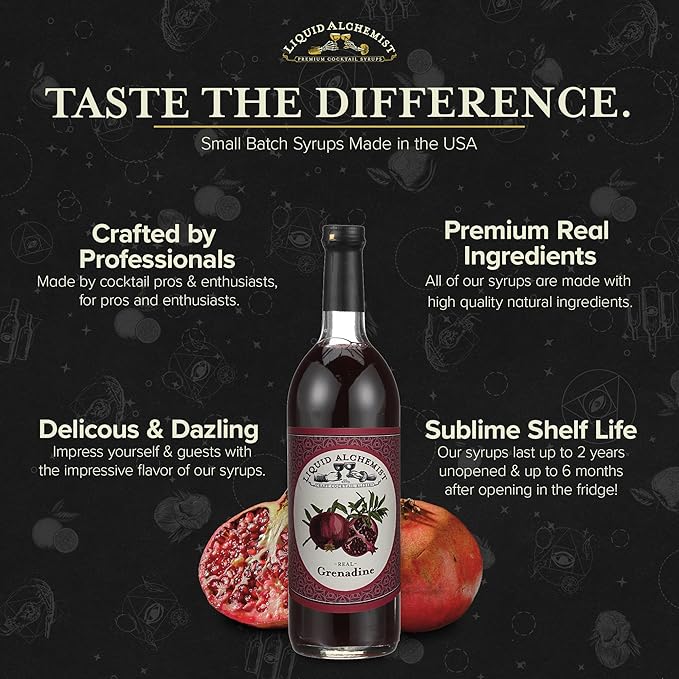 Liquid Alchemist Grenadine Syrup for Cocktails - Real Ingredients Make our Pomegranate Syrup the