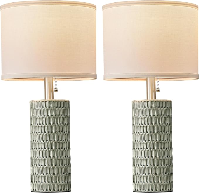 Table Lamps for Living Room Set of 2, Ceramic Table Lamps for Bedroom, 20" Modern Lamps for Night