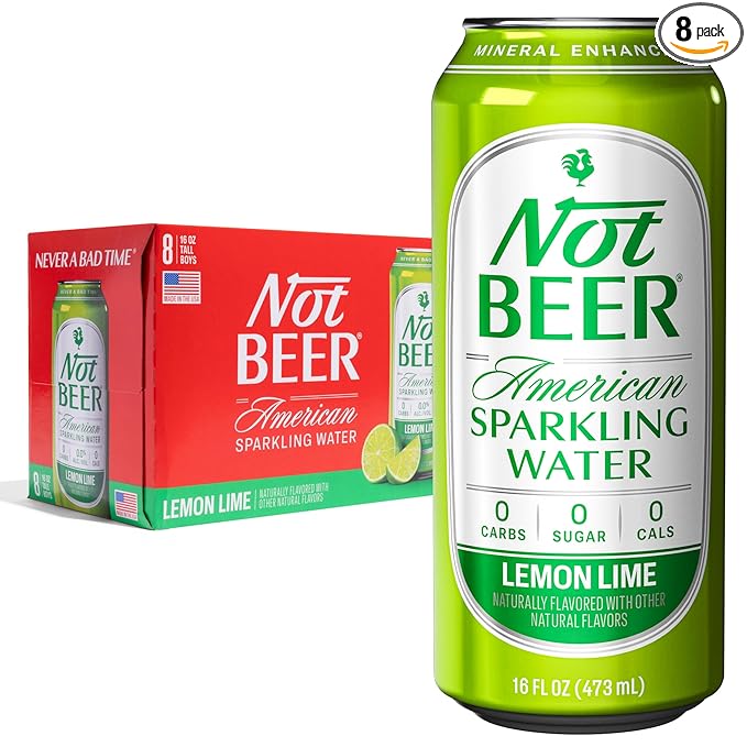 Not Beer American Sparkling Water, Lemon Lime, 99.9% Pure, Mineral & Electrolyte Blend, Flavored