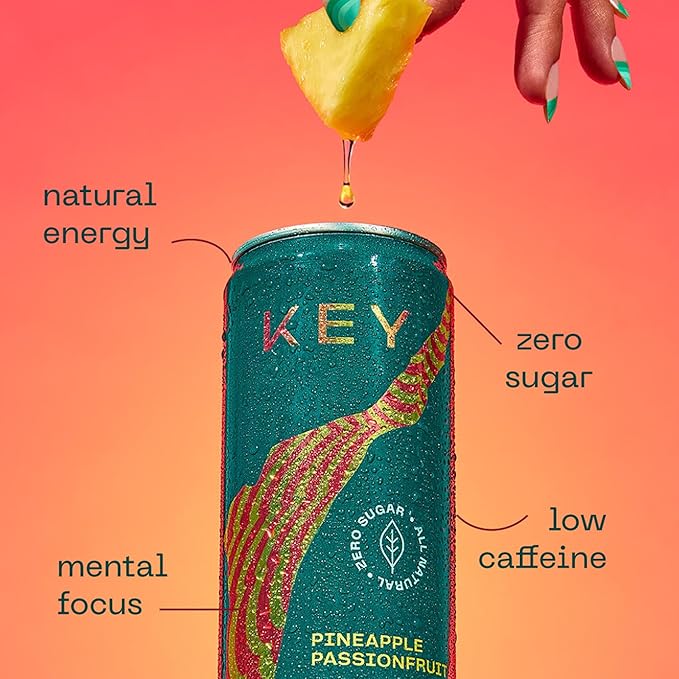 KEY Ketone Energy Drink : Sugar Free, 80mg Low Caffeine, All Natural, 11.5g Ketones, Long Lasting