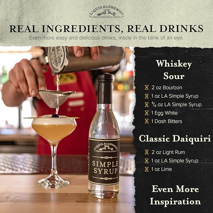 Liquid Alchemist Simple Syrup for Cocktails - Real Ingredients Make our Simple Sugar Syrup the