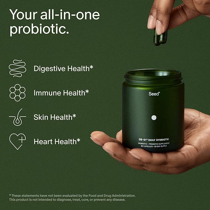 Seed DS-01 Daily Synbiotic - Prebiotic and Probiotic for Women & Men - Digestive Health, Gut