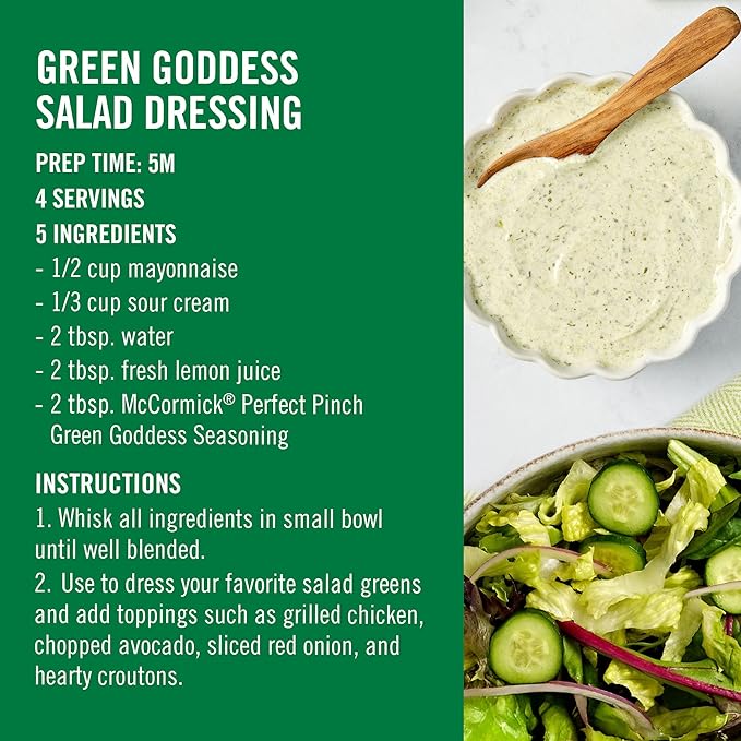 McCormick Perfect Pinch Seasoning, Green Goddess, For Adding Tangy, Herby Flavor to Chicken