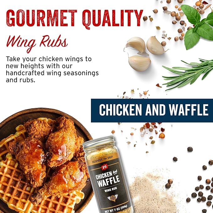 PS Seasoning Chicken and Waffle Wing Rub - Sweet and Smoky Dry Rub with Maple, Bourbon, Hickory