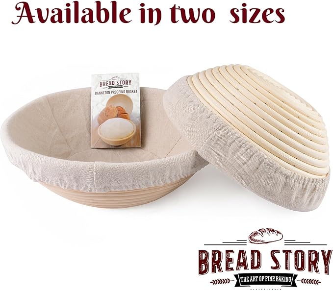 Bread Story Round Banneton Bread Proofing Basket Set ??Handmade Rattan Brotform Dough Bowl with