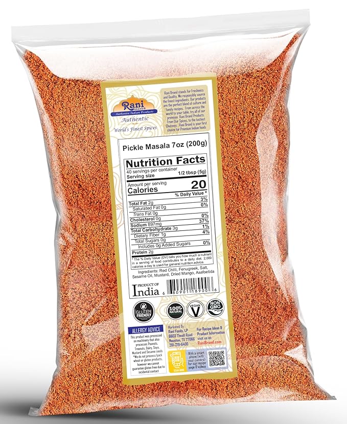 Rani Pickle (Achar) Masala Indian Spice Blend 7oz (200g) ~ All Natural | Vegan | Gluten Friendly |