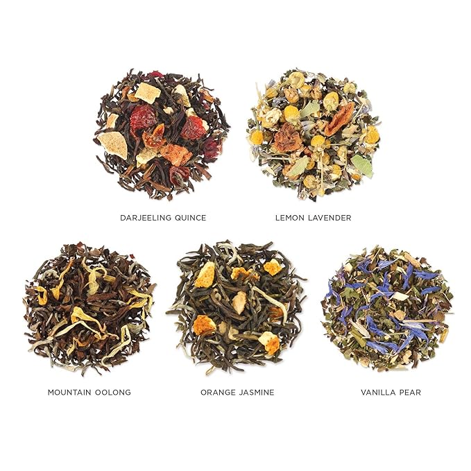 Tea Forte Lotus Single Steeps Loose Leaf Premium Tea Gift Set Sampler, 15 Count 3 of Each Assorted