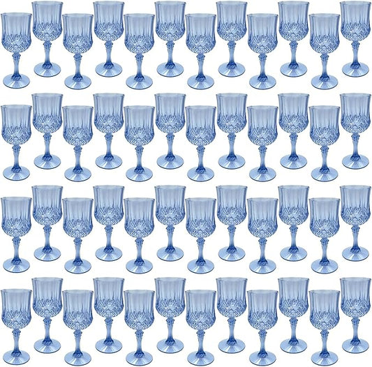 Plastic Wine Glasses，Plastic Goblets Vintage Style Cordial Drinking Glasses for Wedding Reception