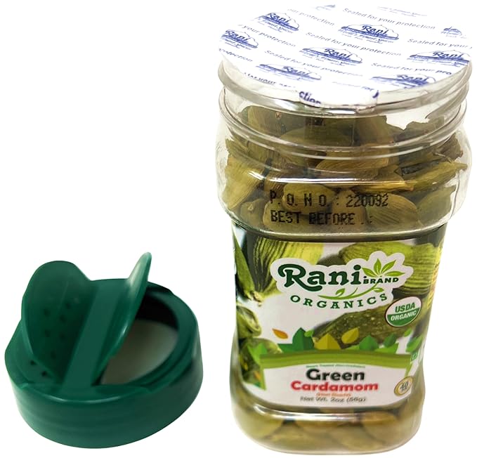 Rani Organic Green Cardamom Pods Spice (Hari Elachi) 2oz (56g) PET Jar ~ All Natural | Vegan |