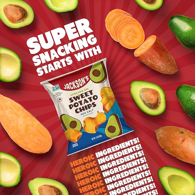 Jackson???Sweet Potato Kettle Chips with Sea Salt made with Premium Avocado Oil (1.5 Ounce, Pack of