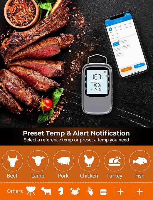 Govee Bluetooth Meat Thermometer, Wireless Meat Thermometer for Smoker Oven, Digital Grill