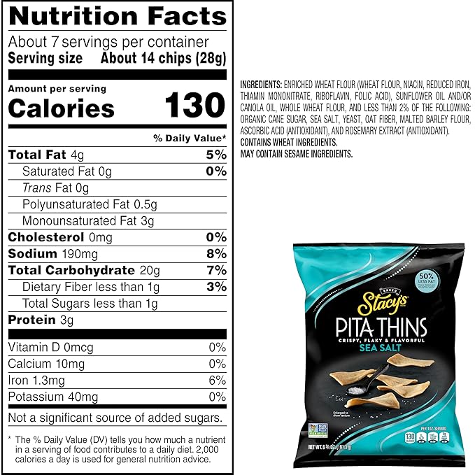 Stacy's Pita Crisps Simply Naked, 6.75 Ounce