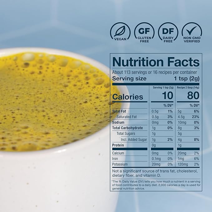 Laird Superfood Non-Dairy Original Superfood Turmeric Coconut Powder Coffee Creamer, Gluten Free